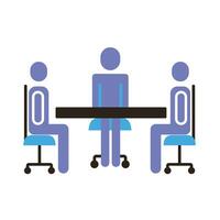 businessmen teamwork figures in table flat style icon vector