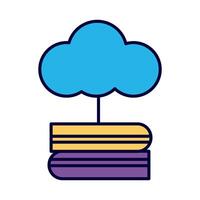 electronic books with cloud computing education online line style vector