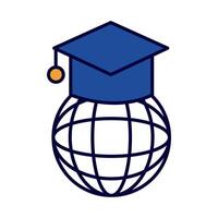 sphere browser with graduation hat line and fill style icon vector