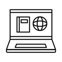 sphere browser in book with laptop line style icon vector