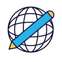 sphere browser with pencil line and fill style icon vector