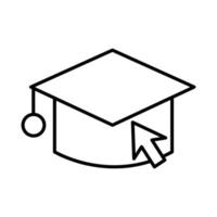 hat graduation with arrow mouse line style icon vector