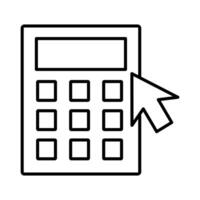 calculator math with arrow mouse line style vector