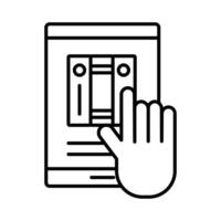 electronic books in tablet with hand cursor education online line style vector