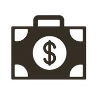 portfolio with money dollars silhouette style icon vector
