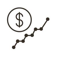 statistics graphic with coin line style icon vector
