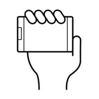 hand using smartphone device line style icon vector