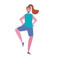 cute happy young woman practicing exercise character vector