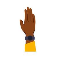 beautiful hand of afro woman with wristwatch vector