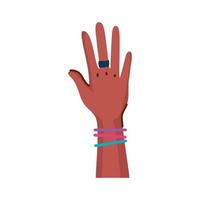 beautiful hand of afro woman with ring and bracelets vector