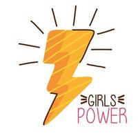 girl power lettering with thunder ray vector