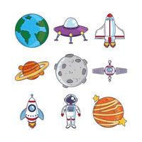 space cartoon icons vector