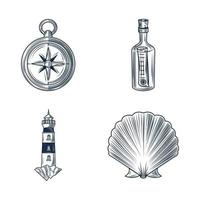 nautical sketch icons vector