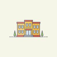 ilustración de icono de vector de edificio de escuela