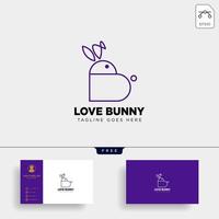 rabbit or bunny love animal line art style logo template vector icon element isolated with business card vector