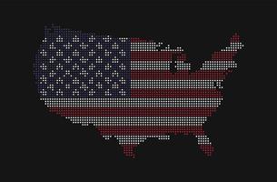 Dotted style map of USA and america flag pattern vector