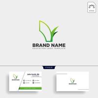 learning book plant leaf tree line logo template vector illustration icon element isolated with business card vector