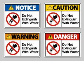 Do Not Extinguish With Water Symbol Sign On White Background vector