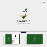 music symbol leaf nature simple logo template vector illustration icon element with business card
