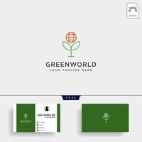 leaf planet nature simple logo template vector illustration icon element with business card