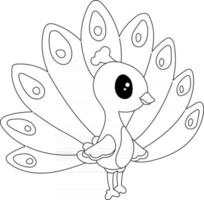 Peacock Kids Coloring Page Great for Beginner Coloring Book vector