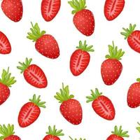 Juicy watercolor seamless pattern with strawberries vector