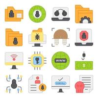 Pack of Protection Flat Icons vector