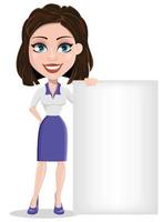 Beautiful business woman standing near blank placard vector