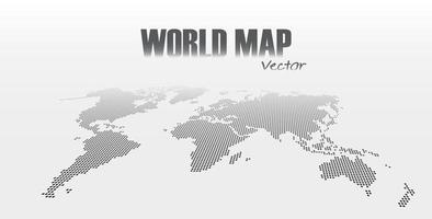 perspectiva y mapa del mundo de estilo punteado sobre fondo gris vector