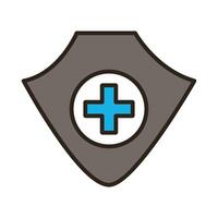 medical cross in shield symbol line and fill style vector