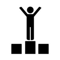 hombre de negocios, figura, en, podio, silueta, estilo, icono vector