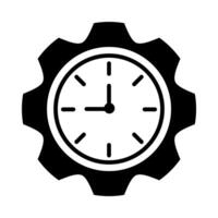 time clock with gear silhouette style icon vector