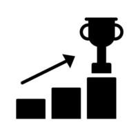 trophy cup in statistics bars with arrow silhouette style icon vector