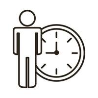 businessmen couple figures with time clock line style icon vector