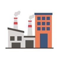 edificios de fábrica de la industria y chimeneas iconos de estilo plano vector