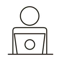 businessman figure working in laptop line style icon vector