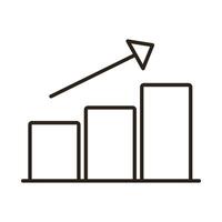 statistics bars with arrow line style icon vector