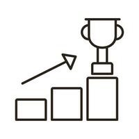 trophy cup in statistics bars with arrow line style icon vector