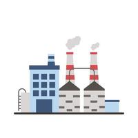 edificios de fábrica de la industria y chimeneas iconos de estilo plano vector