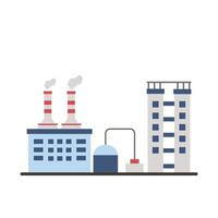 industry factory buildings and chimneys flat style icons vector