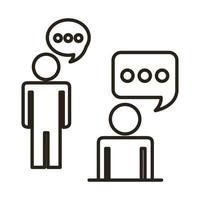 businessmen couple figures with speech bubble line style icon vector