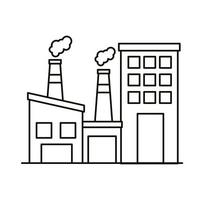 industry factory buildings and chimneys line style icons vector