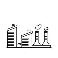 industry factory buildings and chimneys line style icons vector