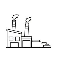 edificios de fábricas industriales y chimeneas iconos de estilo de línea vector