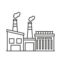 industry factory buildings and chimneys line style icons vector