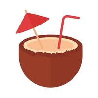 coconut cocktail drink flat style icon vector