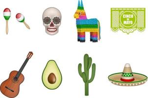 cinco de mayo isolated elements vector