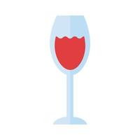 Copa de vino con icono de estilo plano de bebida vector