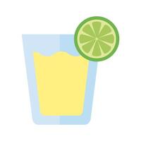 vaso con bebida de limón icono de estilo plano vector