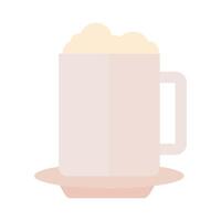 taza de café con icono de estilo plano de bebida de espuma vector